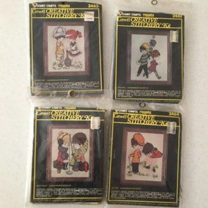 Vintage 70s Lot of 4 NIP Vogart Crafts "Moppets" Crewel Creative Stitchery Kits